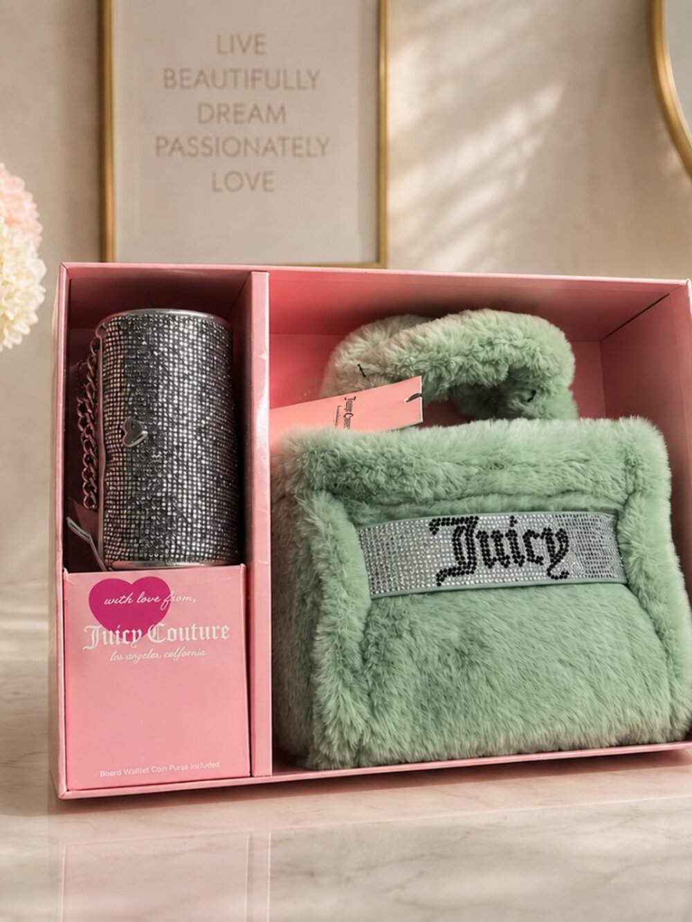 Juicy Couture Mini Tote & Barrel Bag Gift Set – Mint Green NWT